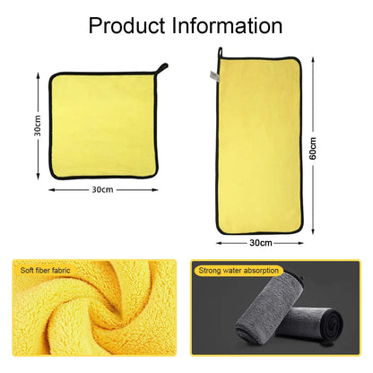 Microfiber Car Wash Towel 30x30/60cm – Ultra Absorbent Car Cleaning & Drying Cloth for Detailing & Car Care Maintenance