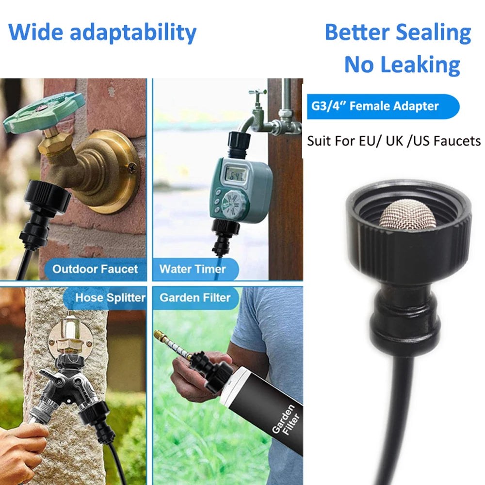 Universal Atomization Sprinkler - Automatic Watering Kits 5-20M with Rotating Copper Nozzle - Ideal for Balcony Rainforest Spray & Garden Irrigation