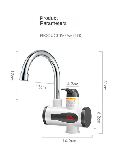 Electric Instant Kitchen Water Heater Faucet — Tankless Hot & Cold Heating Tap