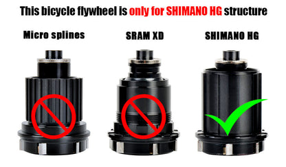SUNSHINE Bicycle Cassette 8-12 Speed Freewheel - 32T to 52T Sprocket for Shimano/SRAM HG Flywheel