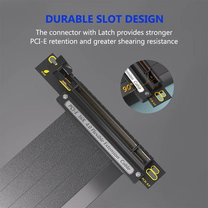 PCIe 4.0 GPU Riser Extension Cable - Shielded High Speed PCI Express 16X Graphics Card Adapter with 90/180 Degree Connector