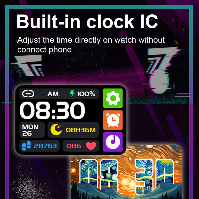 Fashion Smart Watch – 1.57-inch HD Screen, 24h Heart Rate, Sleep Monitor, Game Features, Waterproof