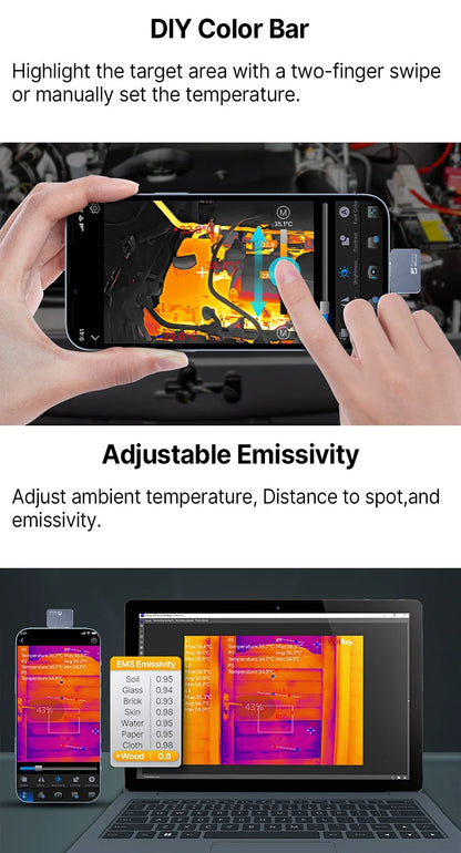 P2Pro Thermal Imager with 15X Magnetic Macro Lens – Infrared Camera for Phone, PCB & HVAC Inspection Tool