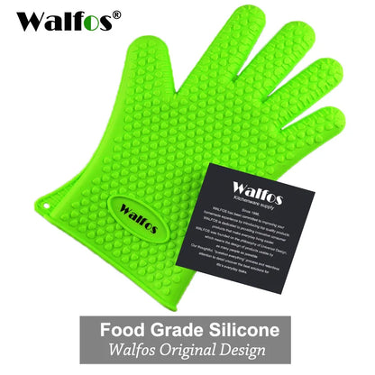 Walfos Silicone Oven Gloves — Heat-Resistant Thick BBQ & Cooking Mitts | Kitchen Gadgets & Accessories
