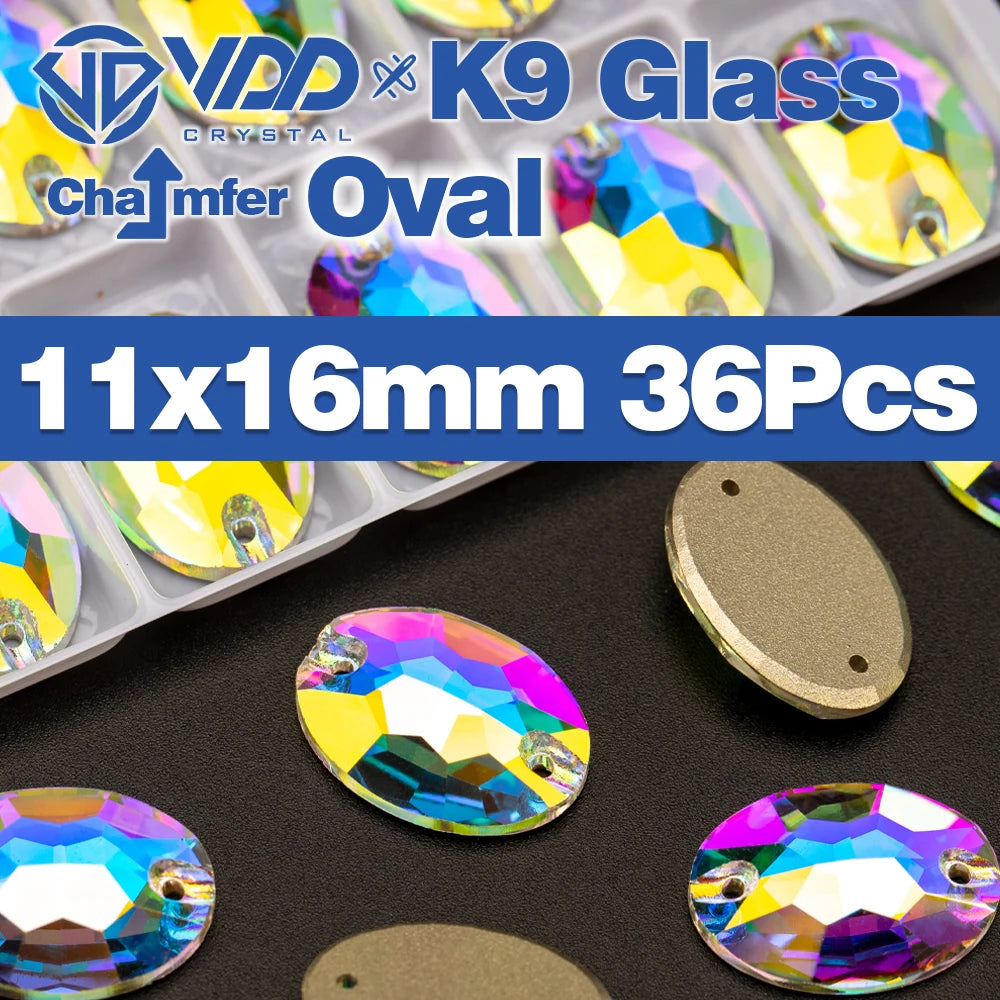 AAAAA K9 Glass Sew-On Rhinestones - AB Crystal Flatback Stones for Wedding Dress & Clothing Accessories