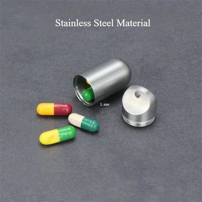 Portable Waterproof Metal Capsule Box – Mini Stainless Steel Pill Case Holder for Medicine, EDC Tool, and Seal Bottle