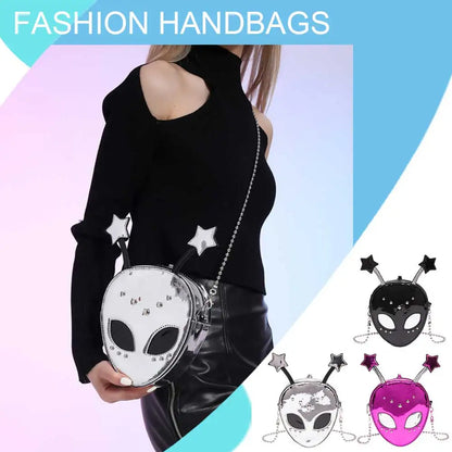 Alien Pattern PU Leather Shoulder Bag – Halloween Chic Crossbody Messenger Purse for Women & Girls