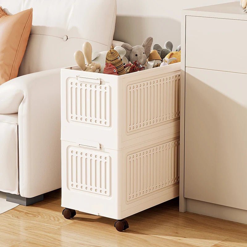 Large Capacity Foldable Toy Storage Bin - Wheeled Organizer for Living Room, Bedroom & Bathroom