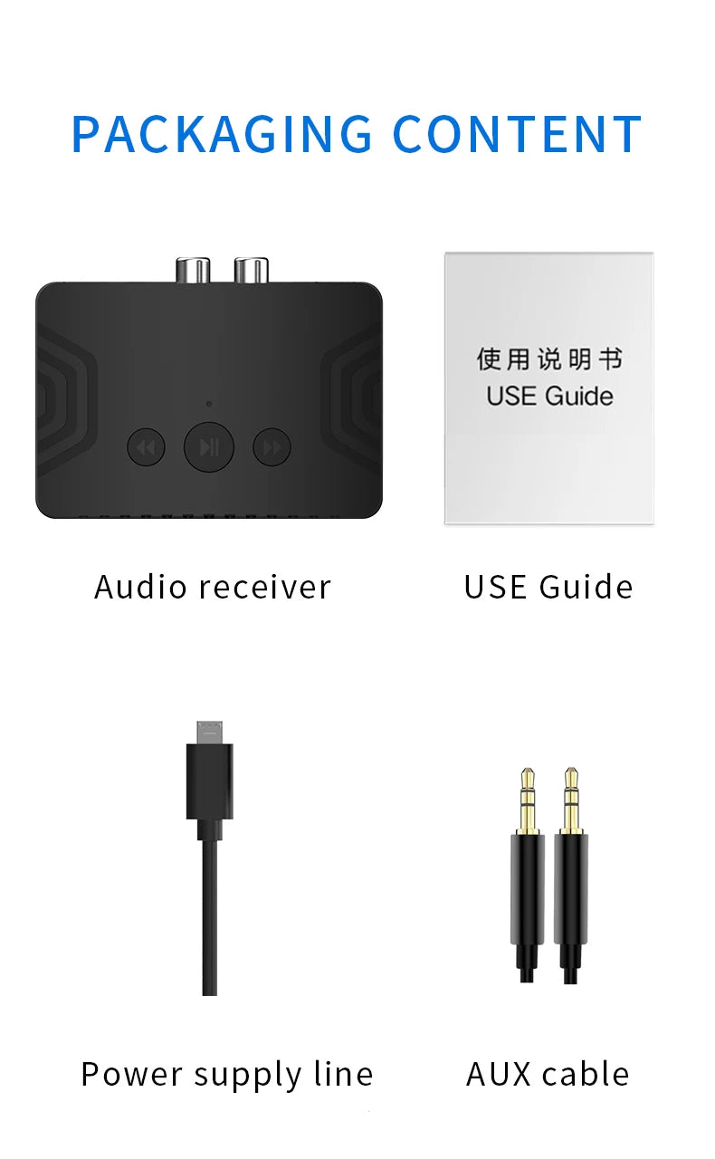 Bluetooth 5.3 Audio Receiver – 3.5mm AUX, RCA & USB Wireless Music Adapter for Car & Speaker
