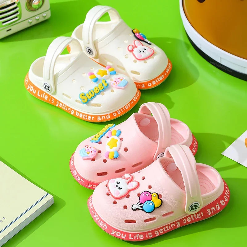 Summer Kids Garden Clogs – Lightweight Breathable Cartoon Slip-On Sandals for Boys & Girls, Baby Beach Slippers