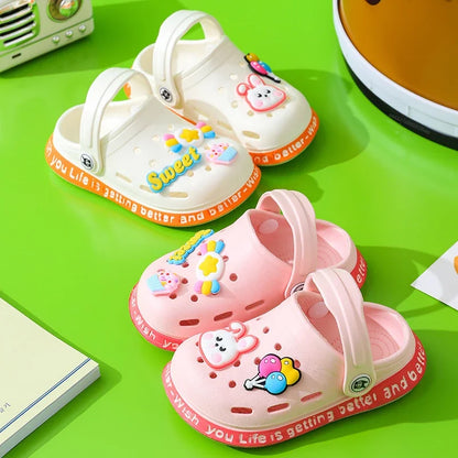 Summer Kids Garden Clogs – Lightweight Breathable Cartoon Slip-On Sandals for Boys & Girls, Baby Beach Slippers