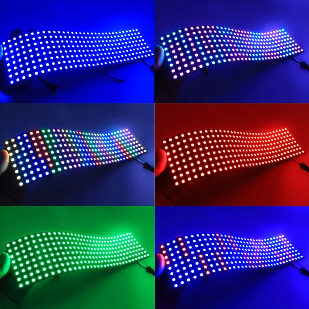 1-10PCS WS2812B RGB LED Panel Module – Flexible 4x12, 8x8, 16x16, 8x32 Pixel Matrix Screen with Individually Addressable IC, DC 5V