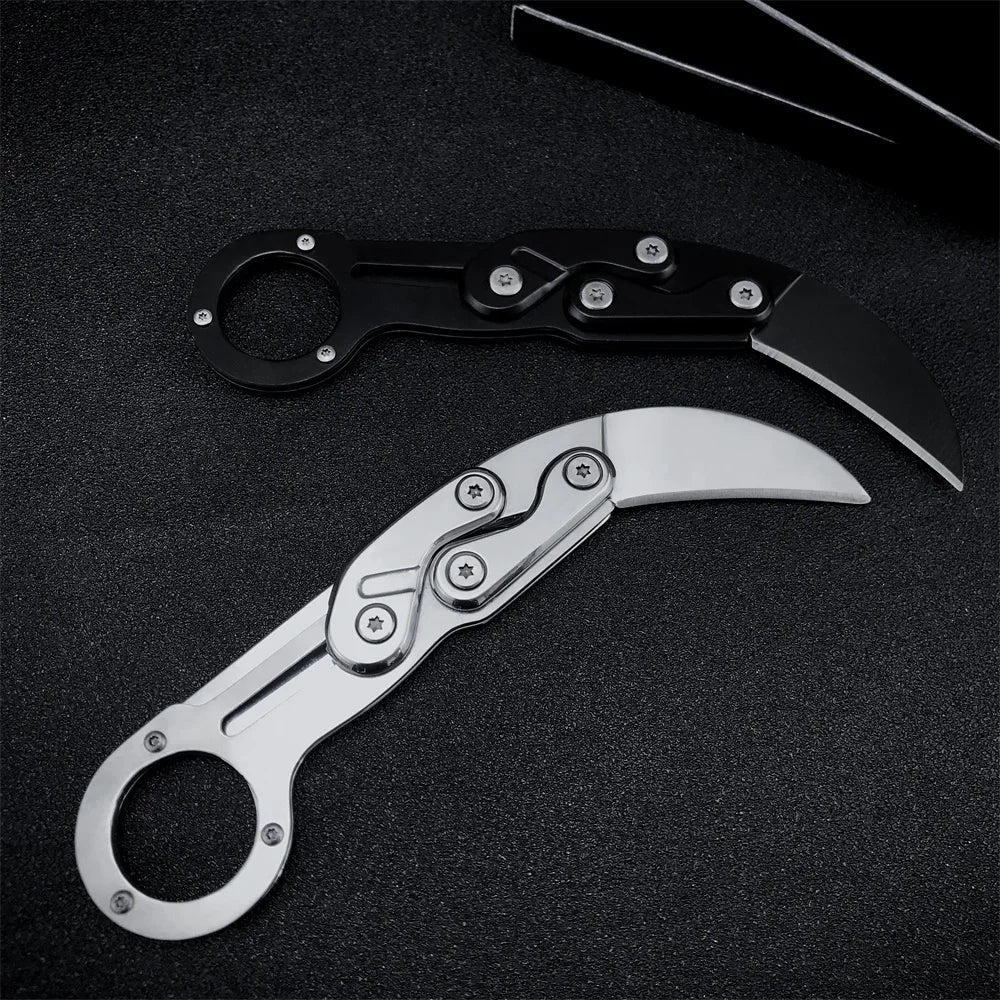 All-Steel Claw Tactical Knife – Multifunction Outdoor EDC Self-Defense Tool, Black & Silver Gift for Men