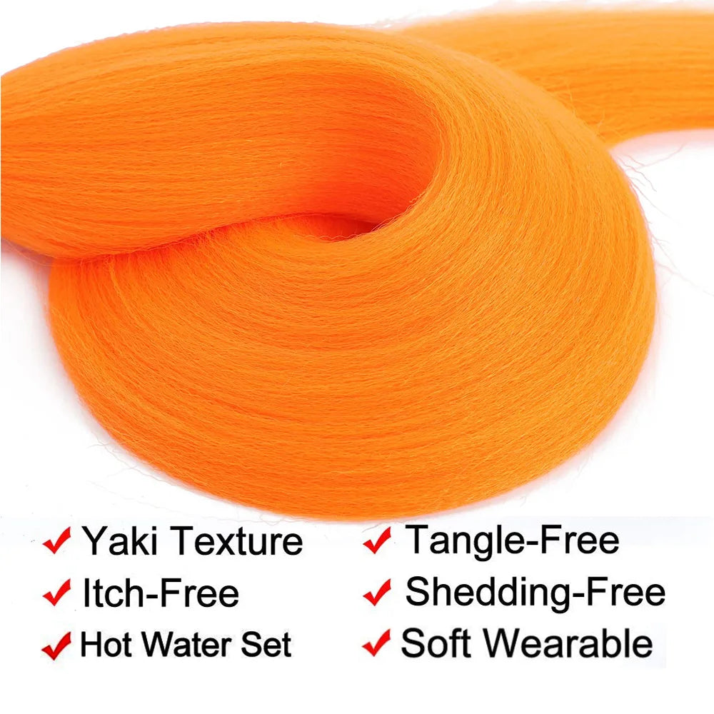 Purple Pre-Stretched Yaki Hair Extensions – Soft Synthetic Jumbo Braids for DIY Ponytail in Pink, Grey, Orange, Red & Blue
