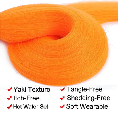 Purple Pre-Stretched Yaki Hair Extensions – Soft Synthetic Jumbo Braids for DIY Ponytail in Pink, Grey, Orange, Red & Blue