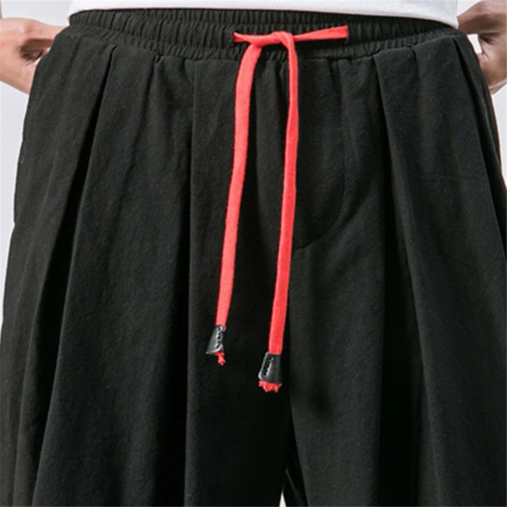FGKKS New Oversize Men's Harem Pants: Autumn Chinese Linen Sweatpants - High-Quality Casual Trousers for Males