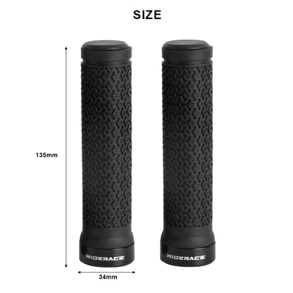 MTB Bicycle Handlebar Grips – Soft Rubber Non-Slip Grips with Single-Sided Lock & End Plugs for Mountain Bikes