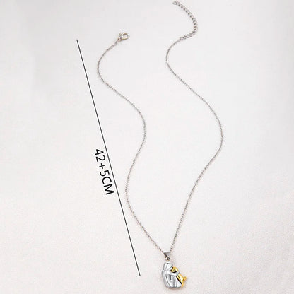Two-Tone Girl Hugging Dog Necklace - Cute Fashion Pendant for Women and Pet Lovers - Jewelry Accessories