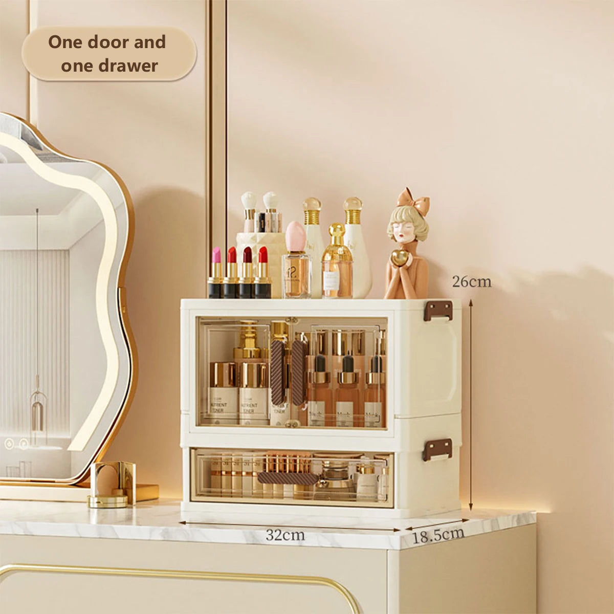 Foldable Transparent Cosmetic Organizer — Multi-Layer Drawer-Style Desktop Beauty Storage Box, Dustproof Makeup Organizer