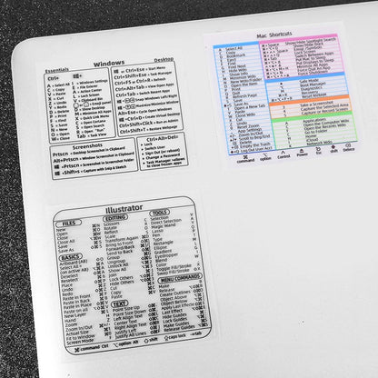 Keyboard Shortcut Stickers - Reference Adhesive Short Cut Sticker for PC, Laptop, Desktop, Apple Mac, Chromebook, Windows, Photoshop