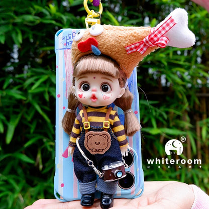 Mini Labbu Pocket Doll – Jointed Blythe-Style Boy & Girl Doll for Girls, Rainbow Ball Mobile Phone Decoration