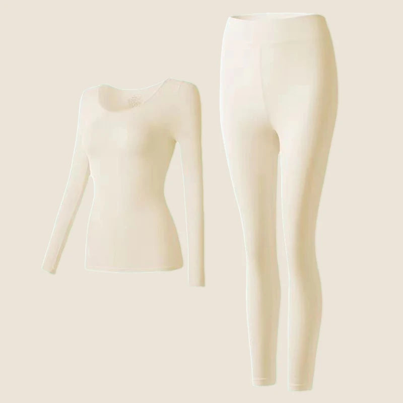 Flarixa Women’s Seamless Thermal Underwear Set – 2-Piece Winter Top & Long Johns, Thin First-Layer Thermo Clothing
