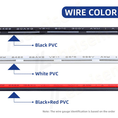2Pin UL2468 Electrical Wire 2m/5m/10m/20m – Tinned Copper PVC Insulated Cable, 24/22/20AWG for LED Light Strip Extension