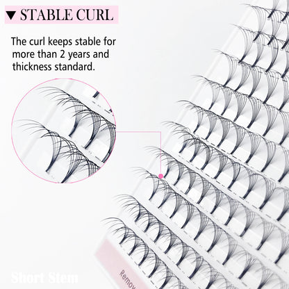 CoMango Premade Volume Fans Short Stem Russian Eyelash Extensions — 3D-10D Faux Mink Lashes Wholesale