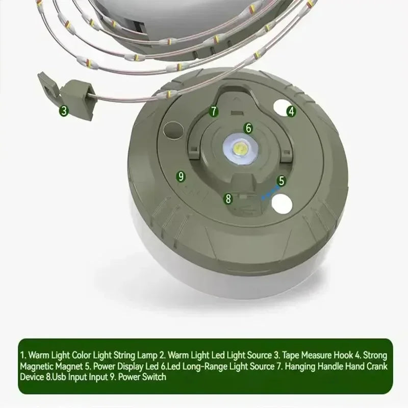 4-in-1 LED Camping Lamp Strip – 10M Waterproof Light Belt for Tent, Room & Outdoor Garden Decoration