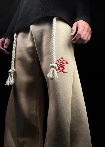 Men's Wide Leg Jogger Pants - Oversized Casual Streetwear with Drawstring