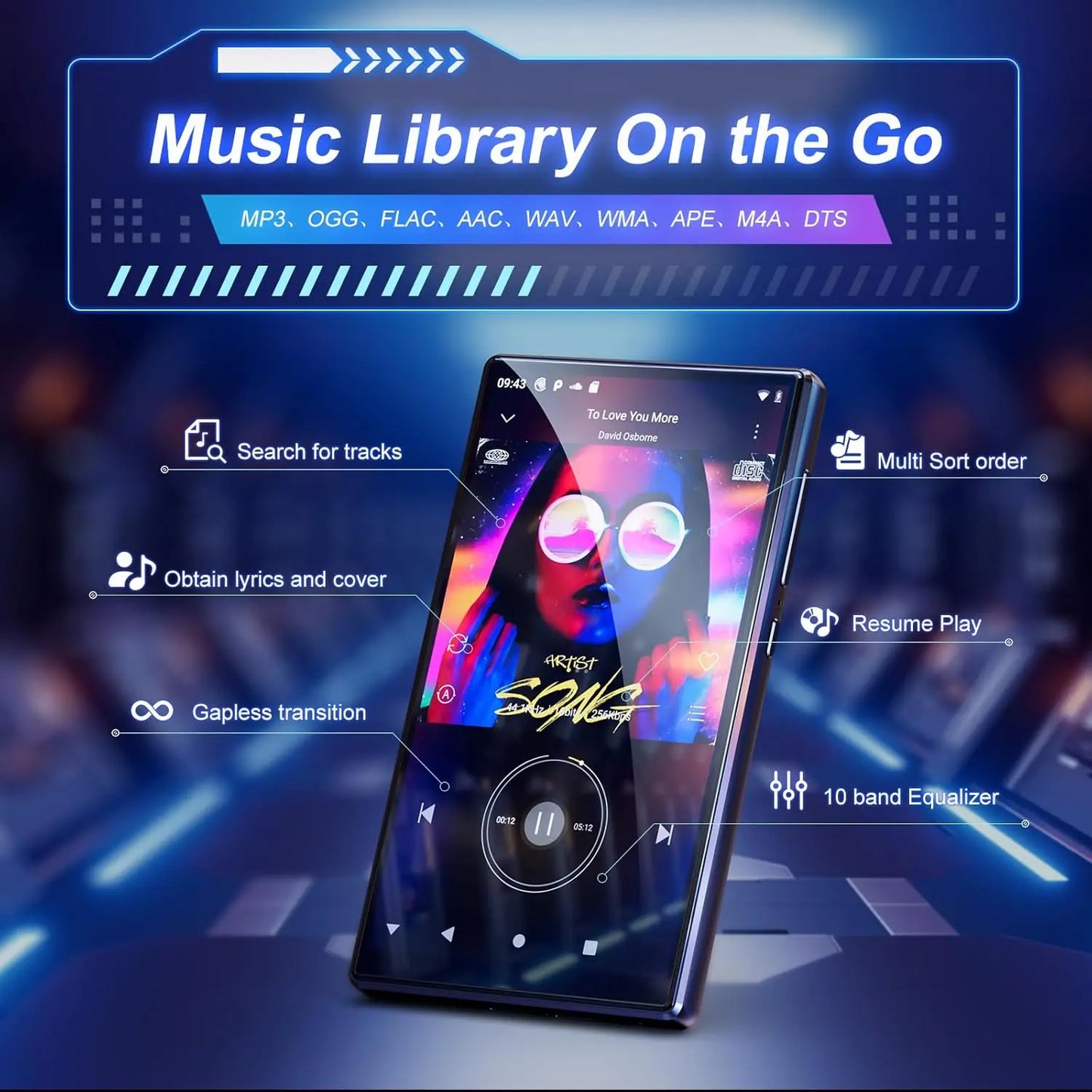 MECHEN MP3/MP4 Player - 5" IPS Touch Screen, Bluetooth & WiFi, 1080P Video, 32GB/96GB/160GB, Up to 1TB