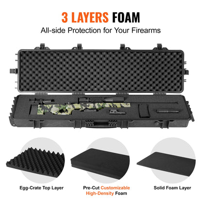 VEVOR Rifle Hard Case — Portable Long Gun Storage Suitcase with 2 Casters, Shockproof & Waterproof Protective Case for Airsoft Rifles