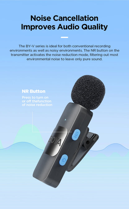 BOYA BY-V Wireless Lavalier Microphone – Professional Mini Mic for iPhone, iPad, Android, Live Broadcast, Gaming, Recording & Vlog