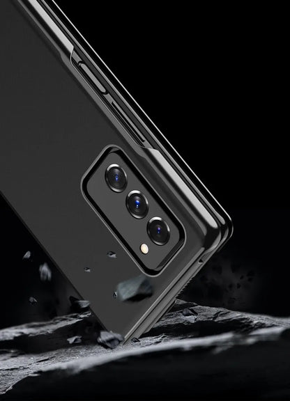 Smart Flip Case for Samsung Galaxy Z Fold – PU Leather Mirror Plating Kickstand Cover, Shockproof Funda for Fold 2/3/4/5/6 & W21/W22 5G