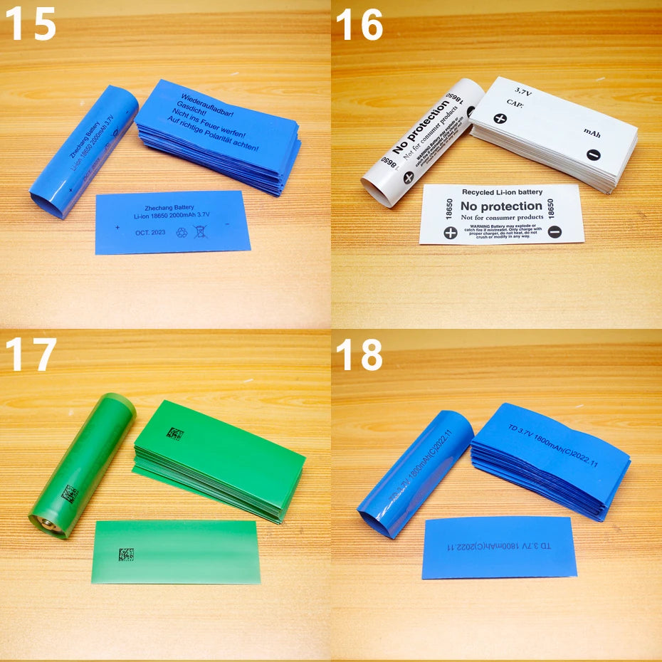 100pcs 18650 Lithium Battery Heat Shrink Wrap PVC Sleeves – Insulation Packaging Film for Battery Protection