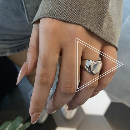 Gold & Silver Irregular Wave Ring — Handmade Geometric Adjustable Jewelry for Women