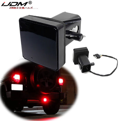 2-Inch Trailer Hitch Receiver Cover with 15 LED Brake Lights - 4-Pin Car Signal, Warning & Strobe Light Accessory