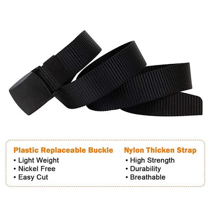Unisex Plus Size Military Nylon Belt — Automatic Buckle Tactical Canvas Belt for Men and Women, 110-170cm