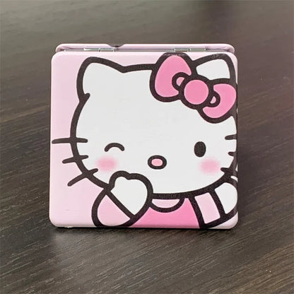 Hello Kitty Portable Small Mirror – Sanrio Folding Double-Sided Makeup Mirror, Cute Gift for Girls