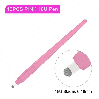 10PCS Microblading Disposable Pens — U18 0.18mm Microblade Tools for Eyebrow Permanent Makeup