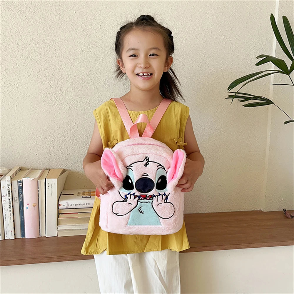 New Disney Plush Backpack – Japanese Blue Stitch Cartoon, Large-Capacity Student & Kindergarten Bag for Kids’ Gifts