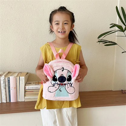 New Disney Plush Backpack – Japanese Blue Stitch Cartoon, Large-Capacity Student & Kindergarten Bag for Kids’ Gifts