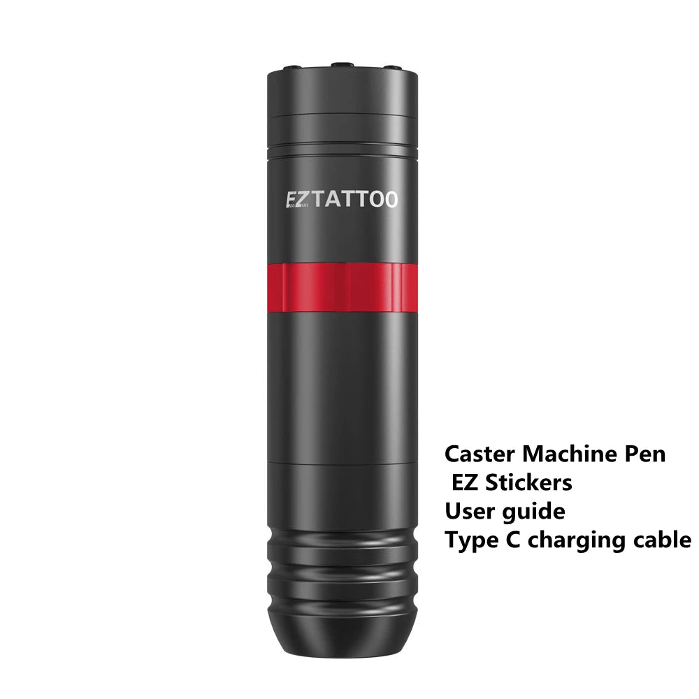 EZ Caster Wireless Rotary Tattoo Machine Pen – Battery Powered with 1500mAh Portable Power Pack and LED Display