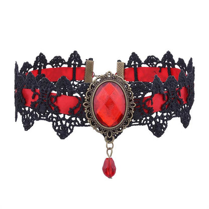 10-Style Bohemian Lace Necklaces for Women – Gothic Punk Choker Jewelry, Red, Blue & Black, Fashion Gift