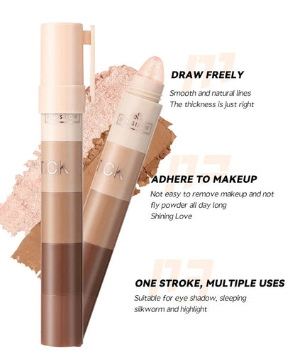 5-in-1 Eyeshadow Pencil Kit – Velvet Matte, Pigment, Shimmer & Highlight Makeup Combination in Pink & Brown Mini Eye Shadow Pen