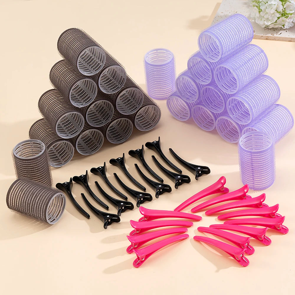24-Piece Self-Grip Hair Rollers - Heatless Curlers for Volume, Bangs & Easy Styling