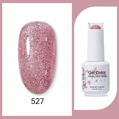 Clou Beaute 15ml Gel Nail Polish Set – Red Black White Green Neon UV Soak-Off Semi-Permanent Nail Varnish Base & Velvet Top Coat