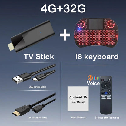Q12 Mini TV Stick Android 14 – Quad-Core ATV Smart TV Box 4GB RAM 64GB/128GB ROM WiFi 2.4G & 5G Global Streaming