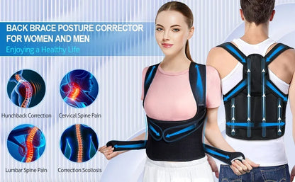 Adjustable Posture Corrector Back Brace – Orthopedic Spinal Support for Men & Women, Comfortable Upper Back Strap