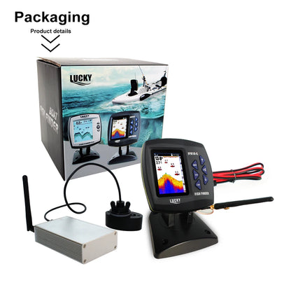 LUCKY FF918-CWLS Wireless Fish Finder – 980 ft Range, 45° Operating Range for Fishing Boats